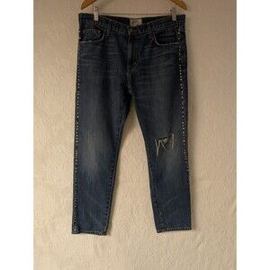 Current/Elliott The Fling Whiskey Destroy Studded Jean Women 30 Branded Buttons